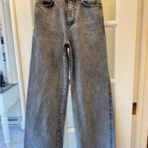 Zara Black Washed Wide-Leg Jeans